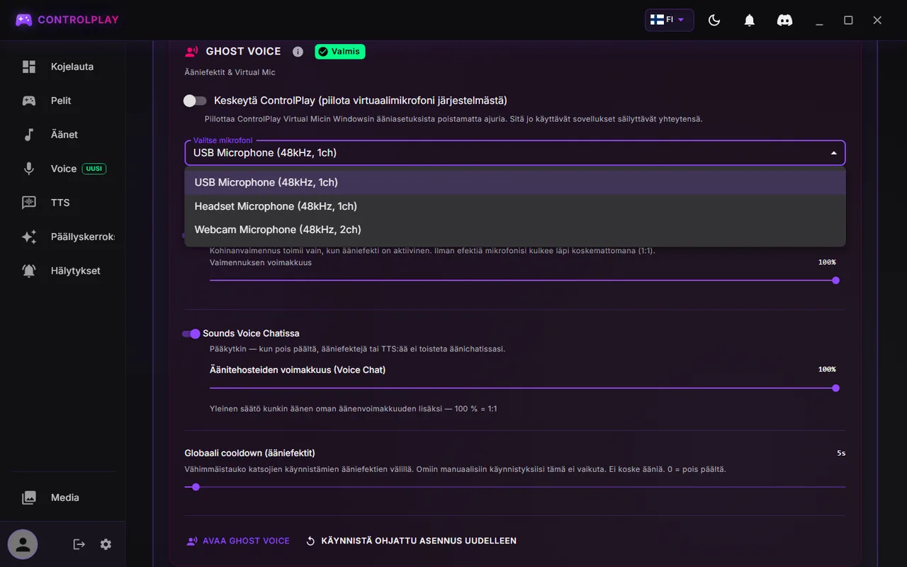 Mikrofonin asetukset ControlPlaylle: hyvä ääni ilman OBS- ja Discord-suodattimia