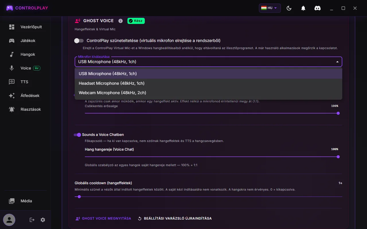 Mikrofon beállítása a ControlPlayhez: tiszta hang OBS- és Discord-szűrők nélkül