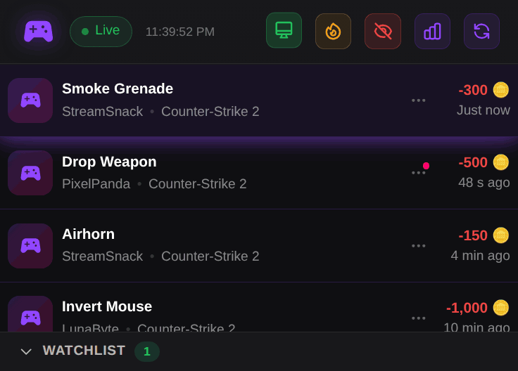 ControlPlay OBS Dock: Live Actions, Refunds, Timeouts and Viewer Help