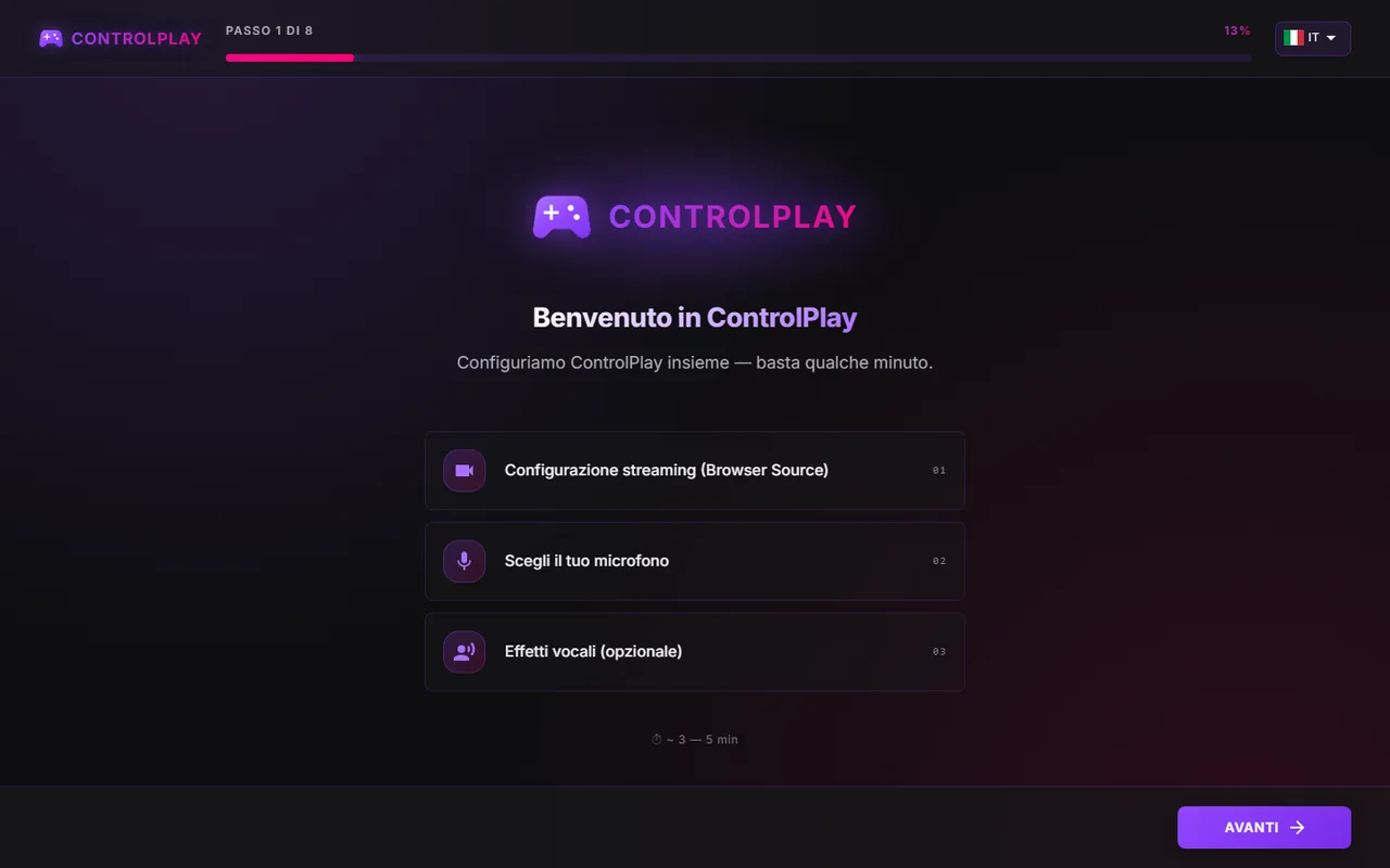 Configurare ControlPlay per Twitch: dal primo avvio alla prima live